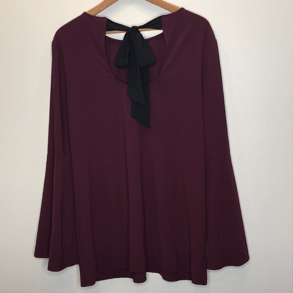 HALOGEN Deep Purple Tunic with Tie Back Plus Size - Picture 2 of 6